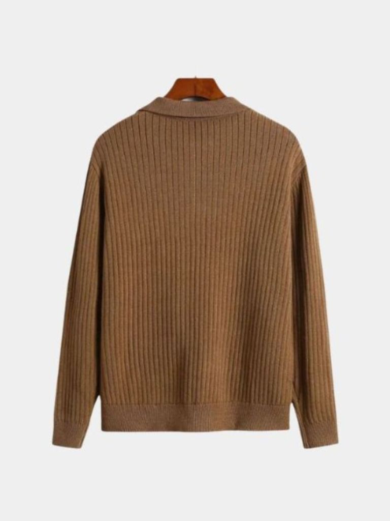 V-Neck Polo Sweater Ribbed - Nordwr
