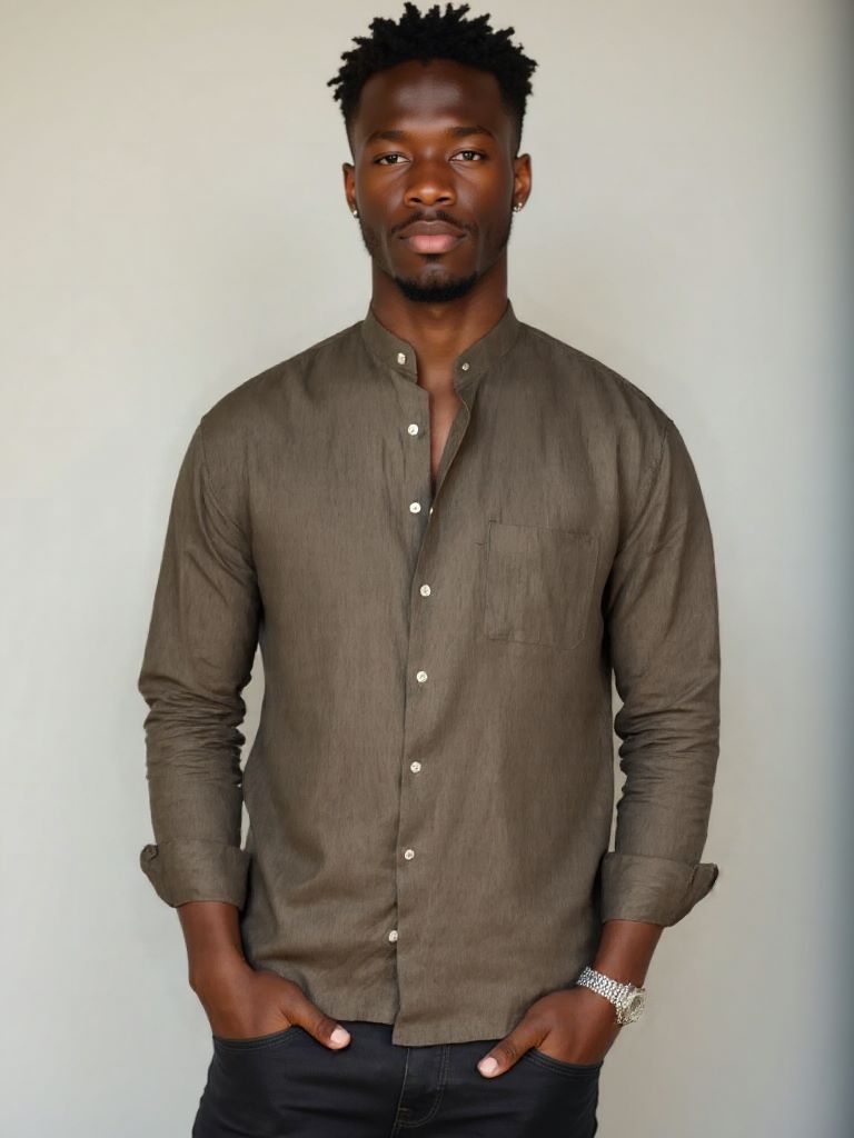 Mandarin Colar Linen Shirt - Nordwr