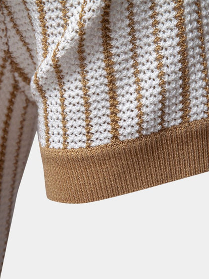 Striped Knit Polo Shirt - Nordwr