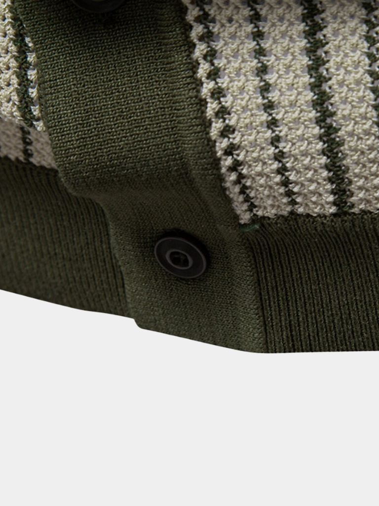 Striped Knit Polo Shirt - Nordwr