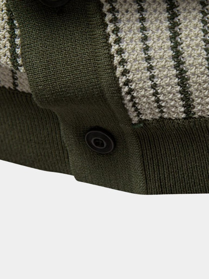 Striped Knit Polo Shirt - Nordwr