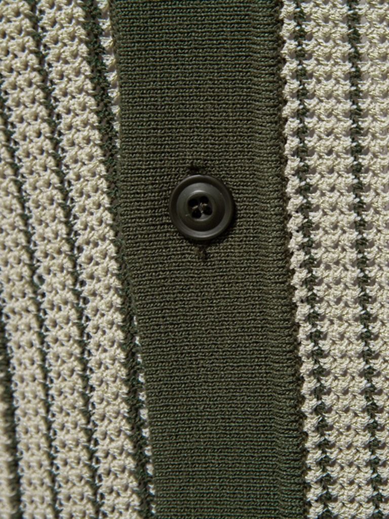 Striped Knit Polo Shirt - Nordwr