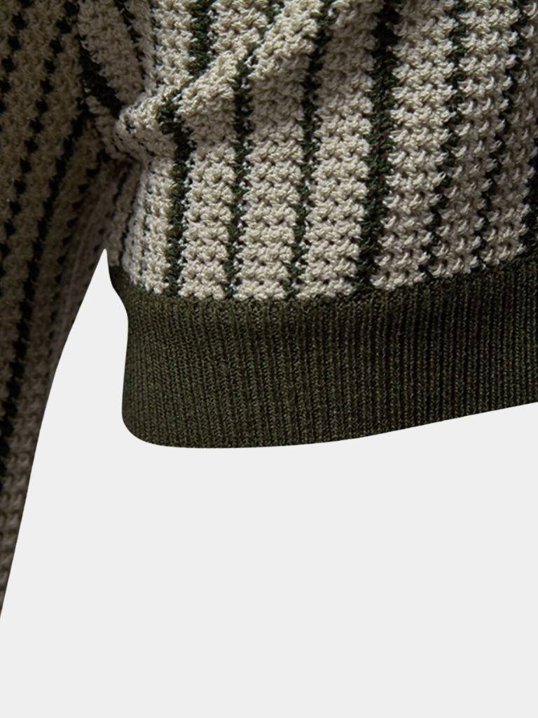 Striped Knit Polo Shirt - Nordwr