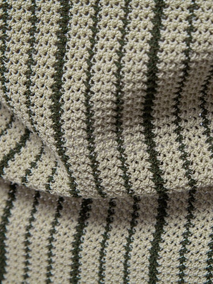Striped Knit Polo Shirt - Nordwr