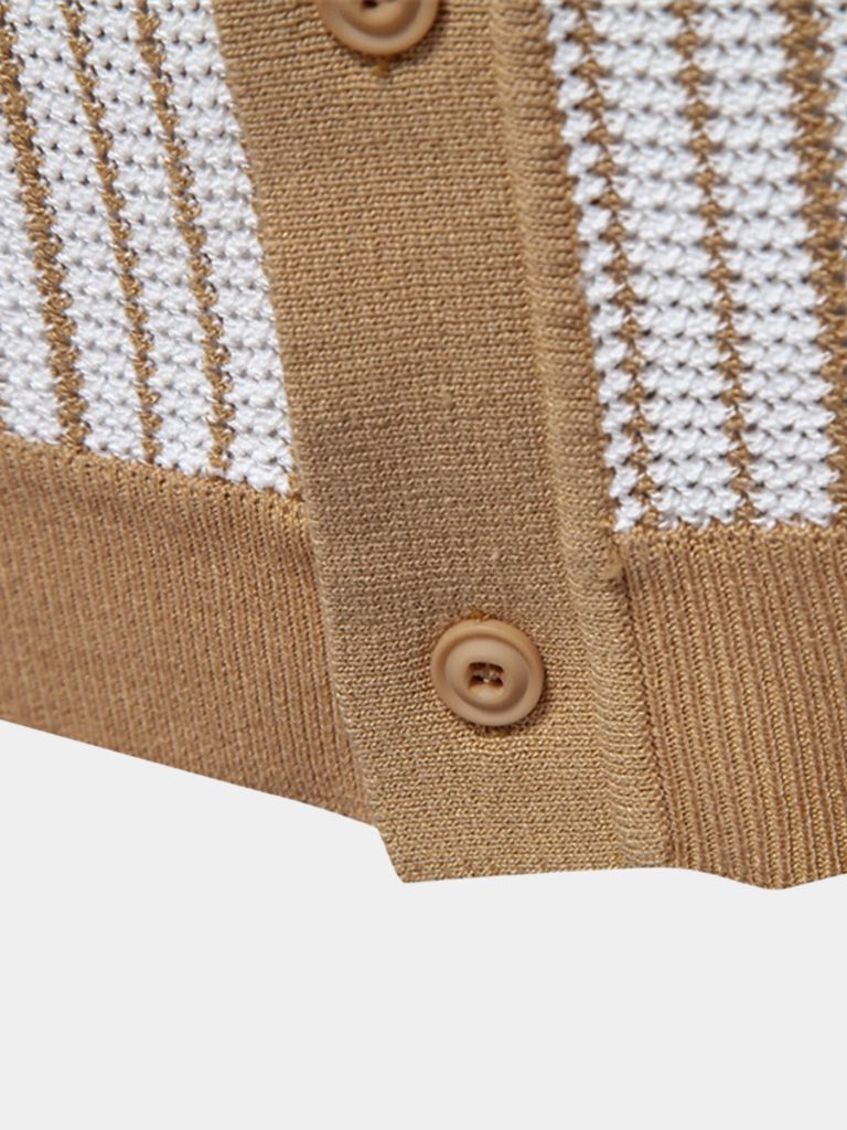 Striped Knit Polo Shirt - Nordwr