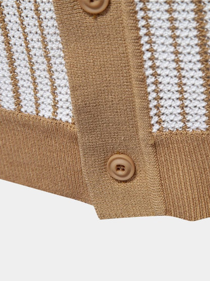 Striped Knit Polo Shirt - Nordwr