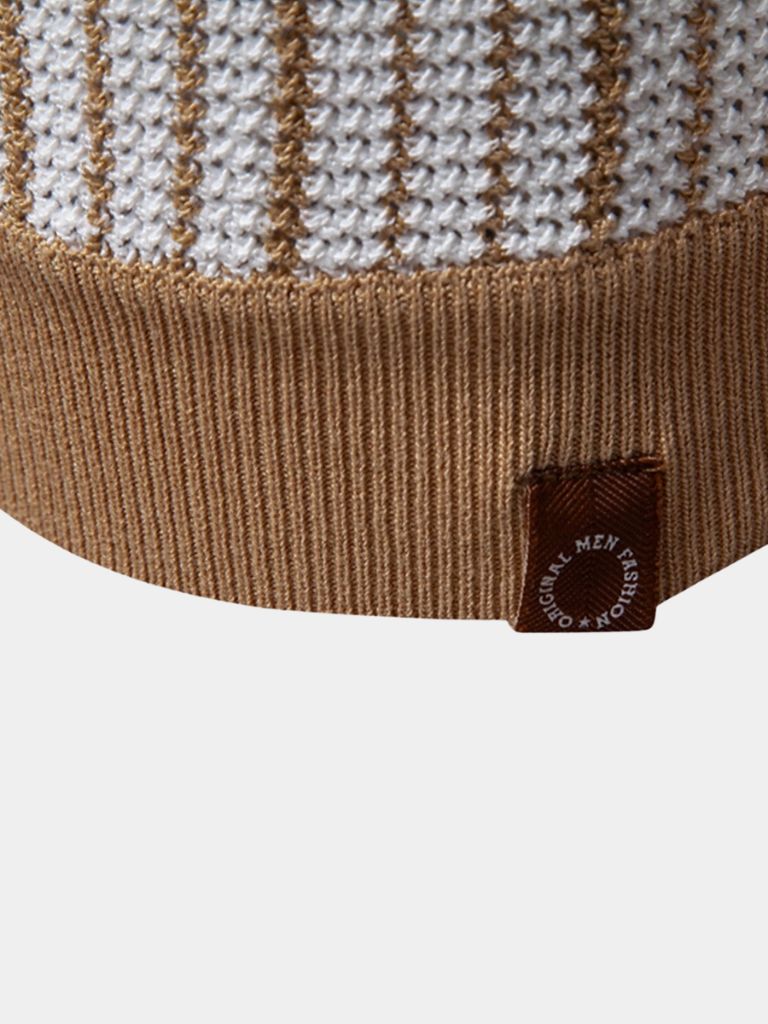 Striped Knit Polo Shirt - Nordwr