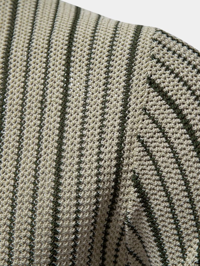 Striped Knit Polo Shirt - Nordwr