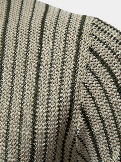 Striped Knit Polo Shirt - Nordwr