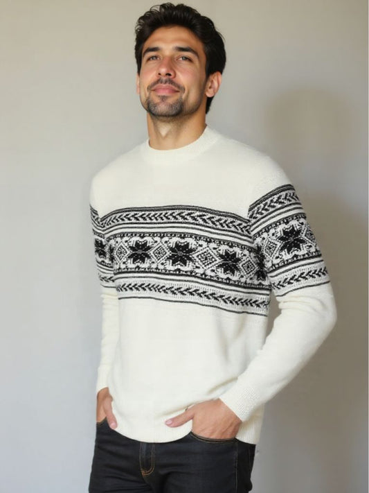100% Wool Fair Isle Pullover Sweater Jumper - Nordwr