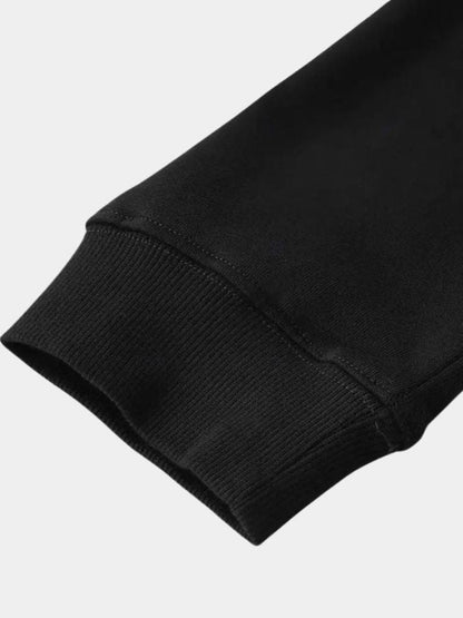 Zip Black Lapel Sports Hoodie Sweatshirt - Nordwr