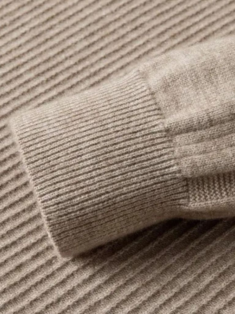 Stripe Quarter Zip Wool Sweater - Nordwr