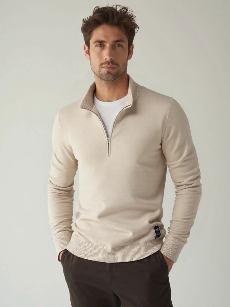 Half Zip Knitwear Solid Color Cardigan Sweater - Nordwr