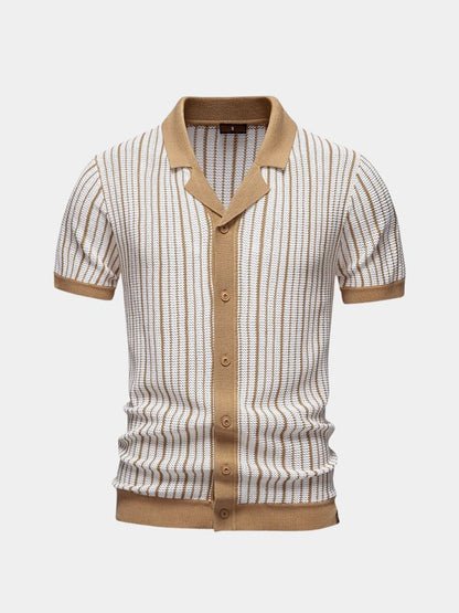 Striped Knit Polo Shirt - Nordwr
