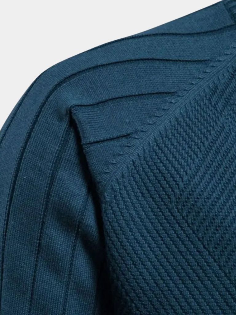 Knit Zipper Jacquard Solid Color Cardigan Sweater - Nordwr