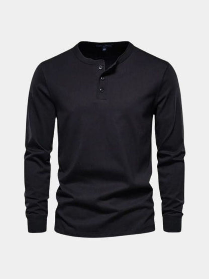 Minimalist Henry Neck Long Sleeve T-Shirt - Nordwr