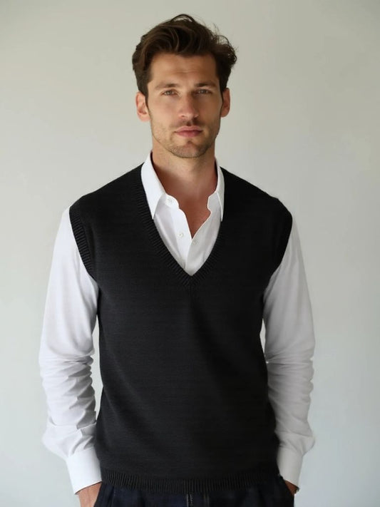 100% Cashmere V Neck Knit Vest - Nordwr