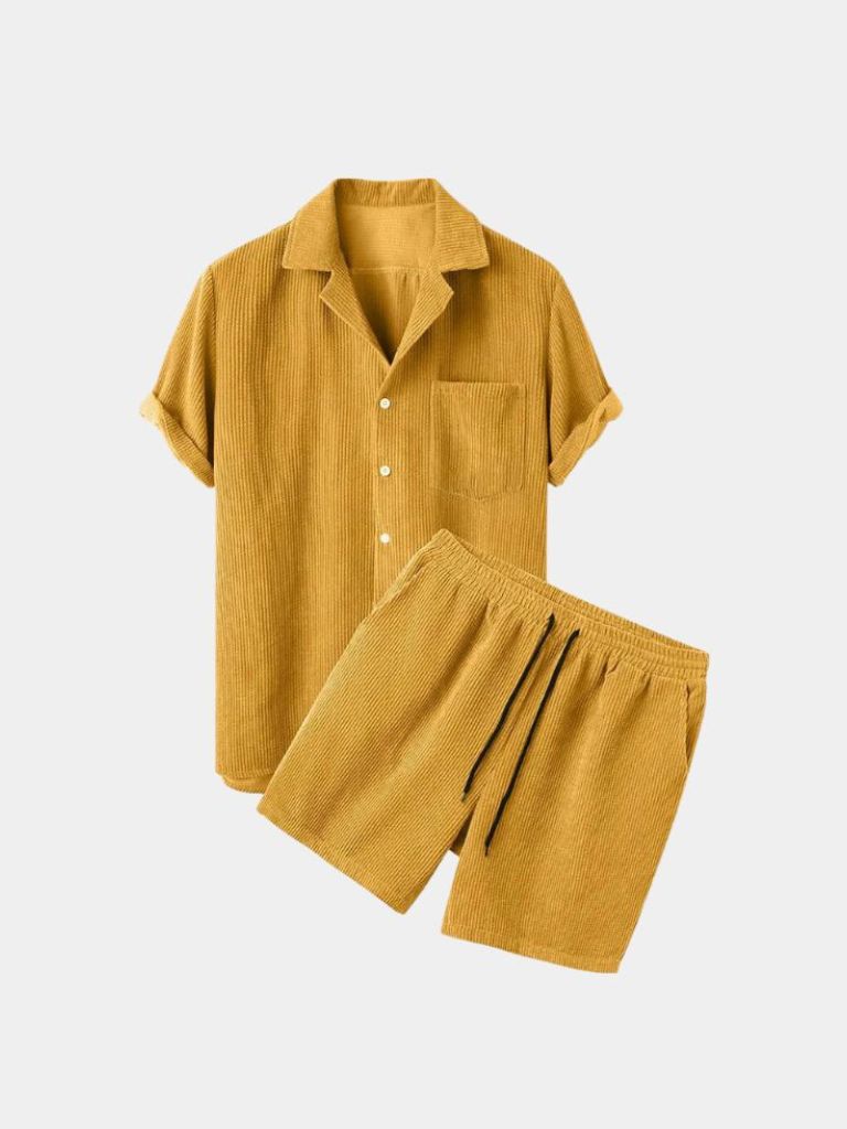 Minimalist Corduroy Set Shorts and Shirt - Nordwr