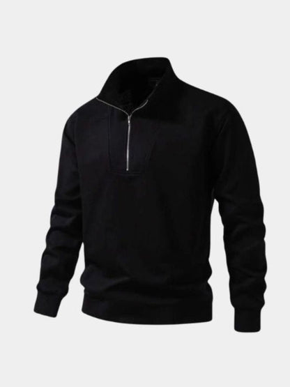 Zip Black Lapel Sports Hoodie Sweatshirt - Nordwr