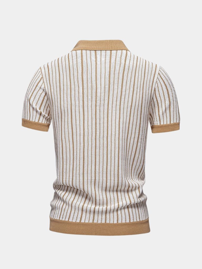 Striped Knit Polo Shirt - Nordwr