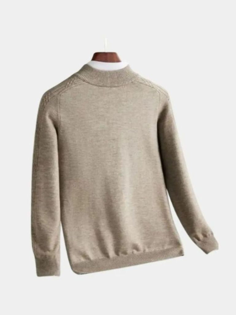 Stripe Quarter Zip Wool Sweater - Nordwr