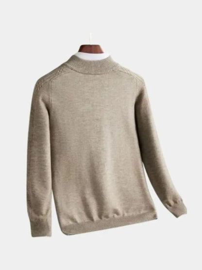 Stripe Quarter Zip Wool Sweater - Nordwr