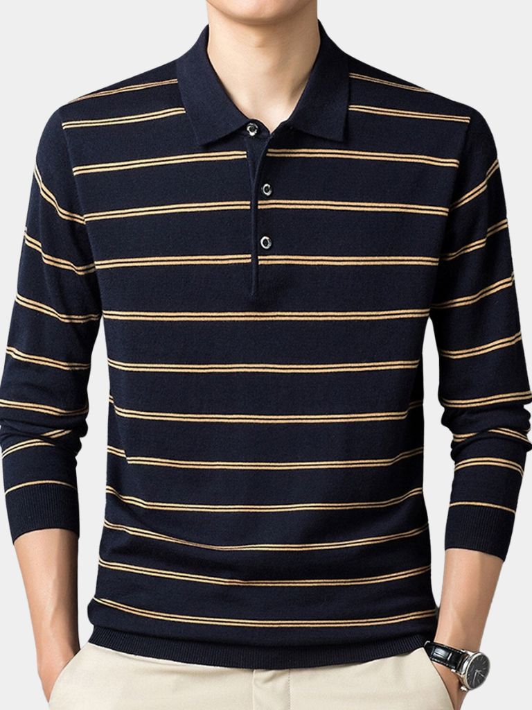 Navy Sunset Striped Polo - Nordwr