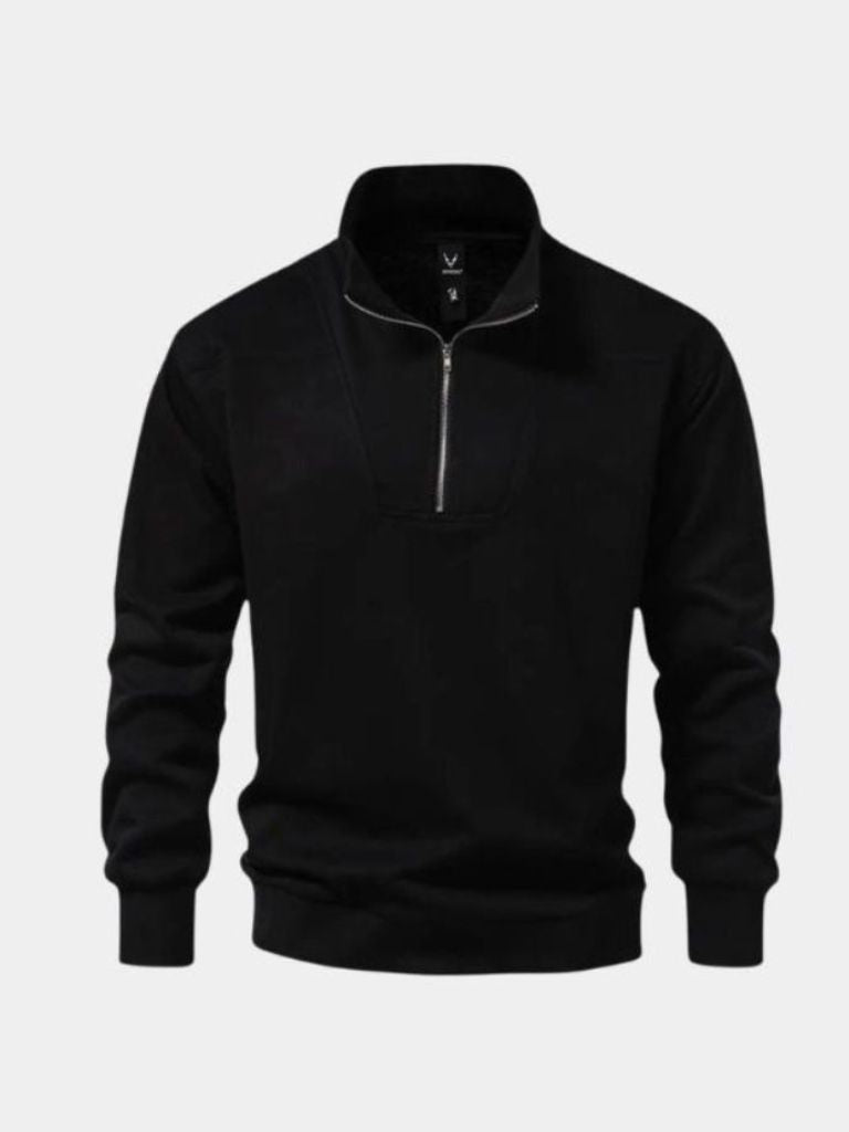 Zip Black Lapel Sports Hoodie Sweatshirt - Nordwr
