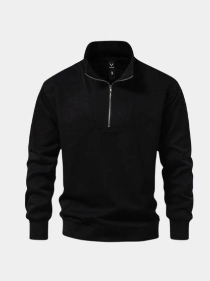 Zip Black Lapel Sports Hoodie Sweatshirt - Nordwr
