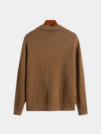 V-Neck Polo Sweater Ribbed - Nordwr