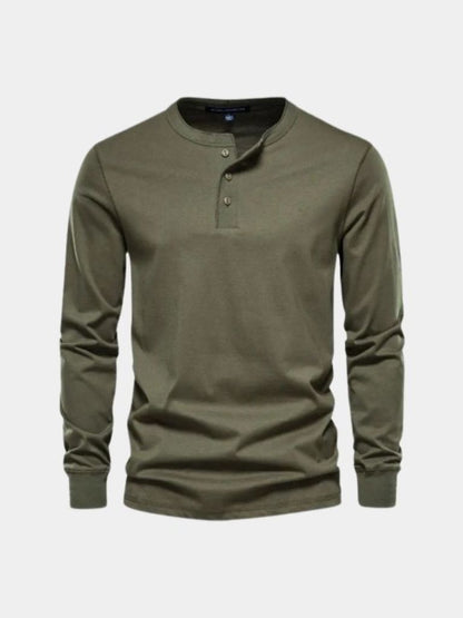 Minimalist Henry Neck Long Sleeve T-Shirt - Nordwr