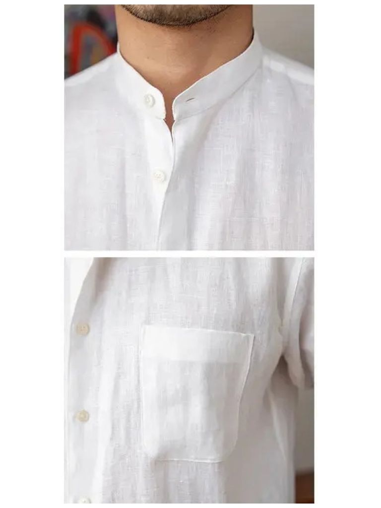 Mandarin Colar Linen Shirt - Nordwr