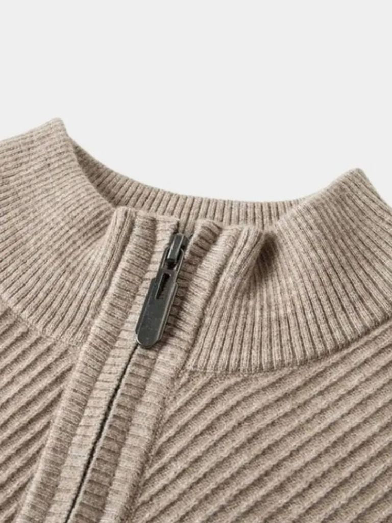 Stripe Quarter Zip Wool Sweater - Nordwr