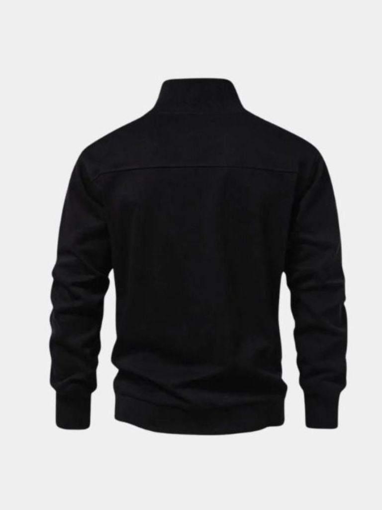 Zip Black Lapel Sports Hoodie Sweatshirt - Nordwr