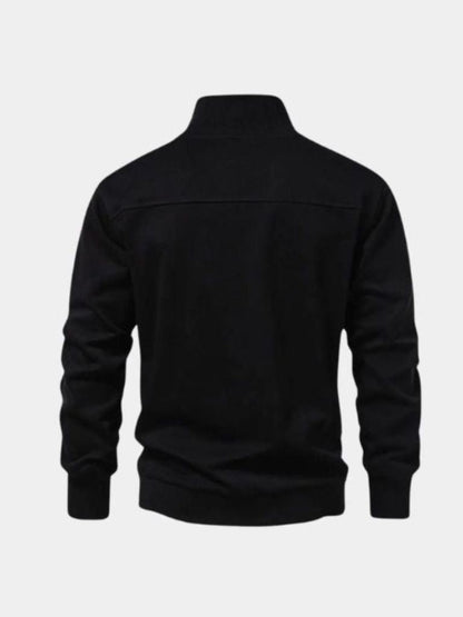 Zip Black Lapel Sports Hoodie Sweatshirt - Nordwr