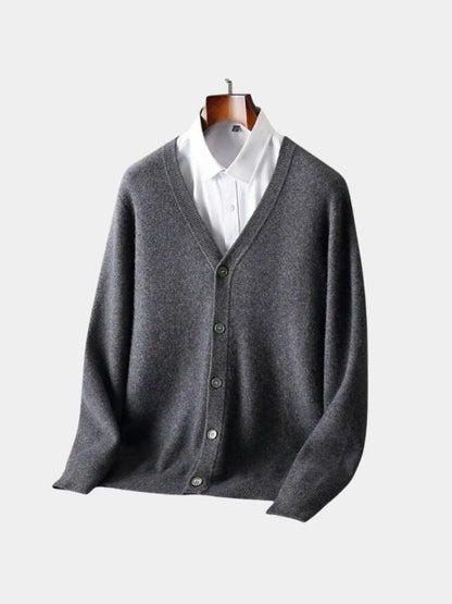 100% Merino Wool V Neck Knitwear Cardigan Sweater - Nordwr