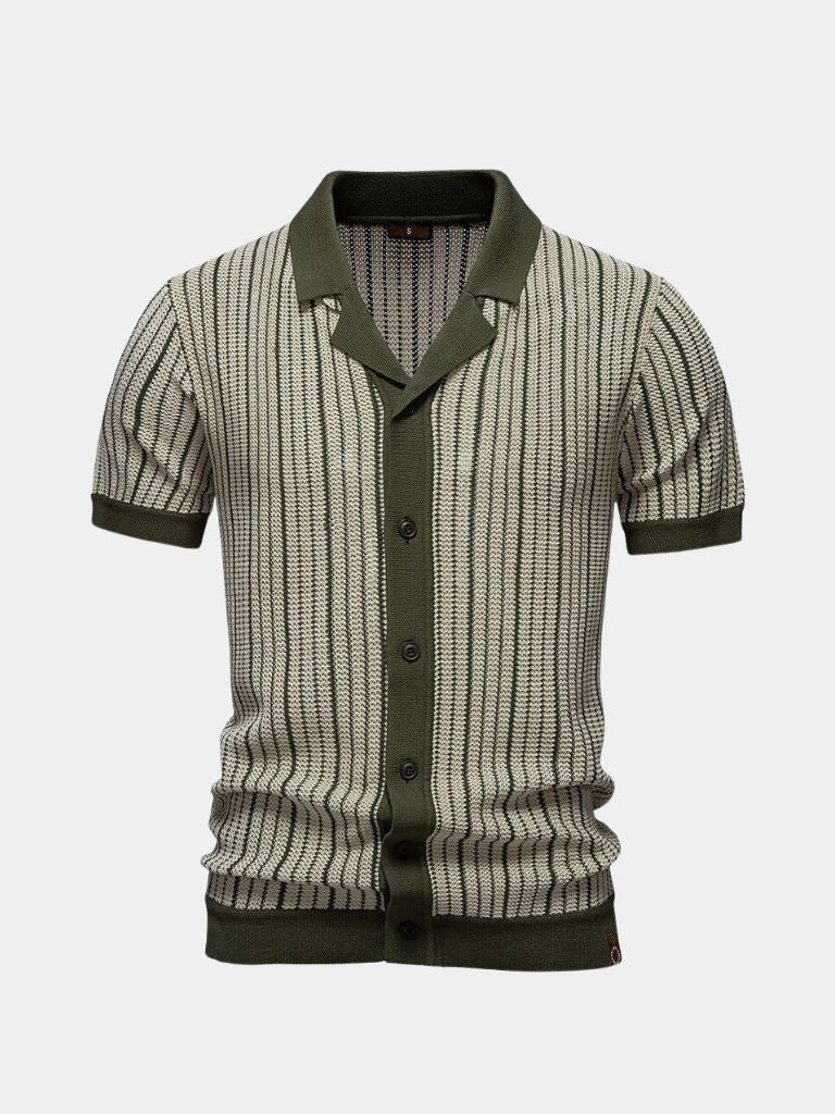Striped Knit Polo Shirt - Nordwr