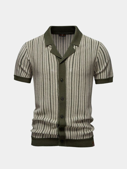 Striped Knit Polo Shirt - Nordwr