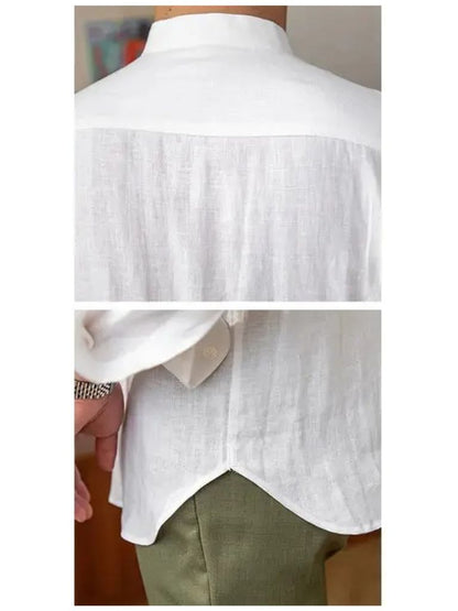 Mandarin Colar Linen Shirt - Nordwr