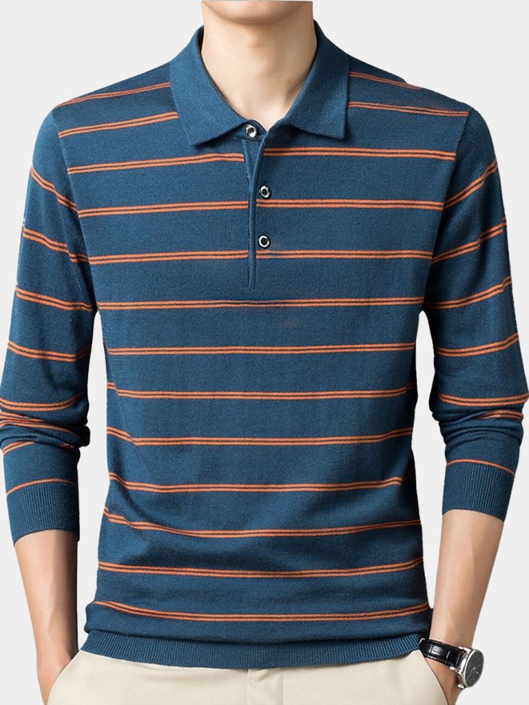 Navy Sunset Striped Polo - Nordwr