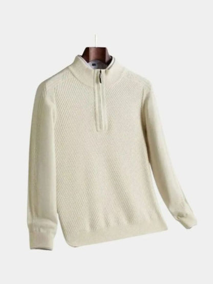 Stripe Quarter Zip Wool Sweater - Nordwr