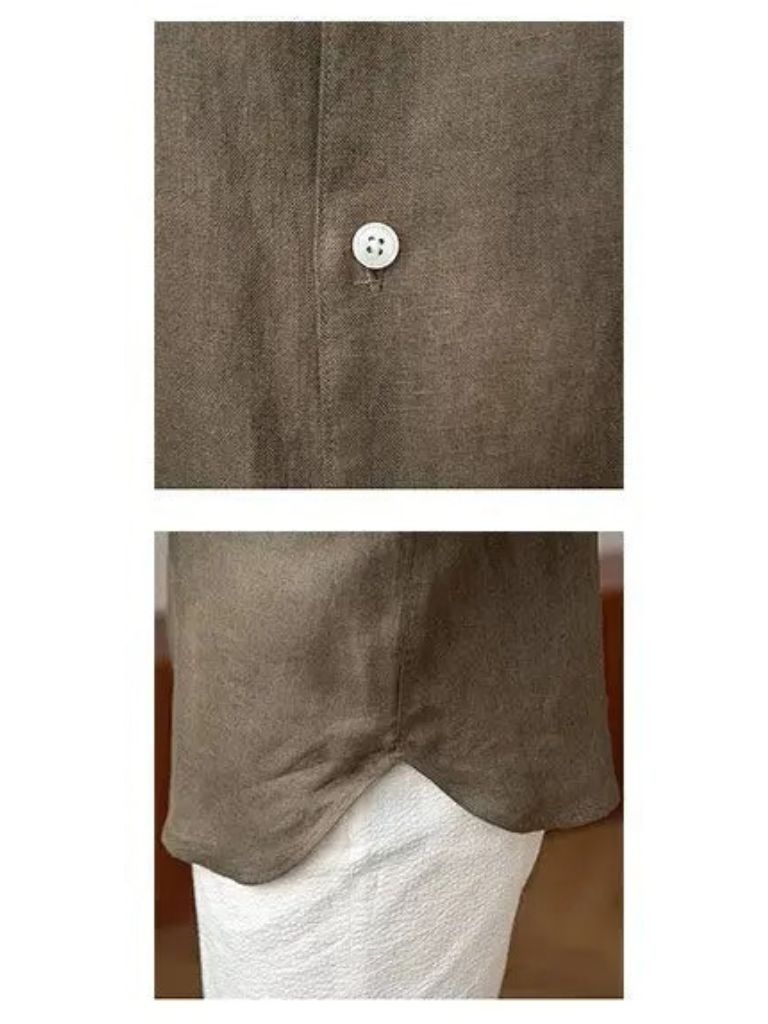 Mandarin Colar Linen Shirt - Nordwr