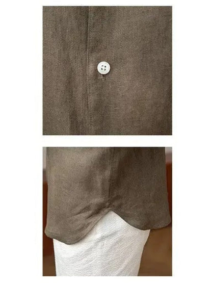 Mandarin Colar Linen Shirt - Nordwr