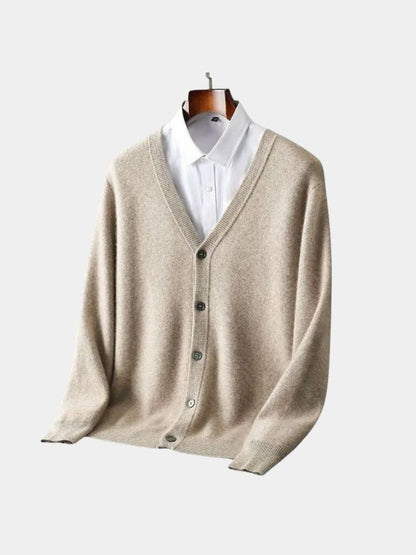 100% Merino Wool V Neck Knitwear Cardigan Sweater - Nordwr