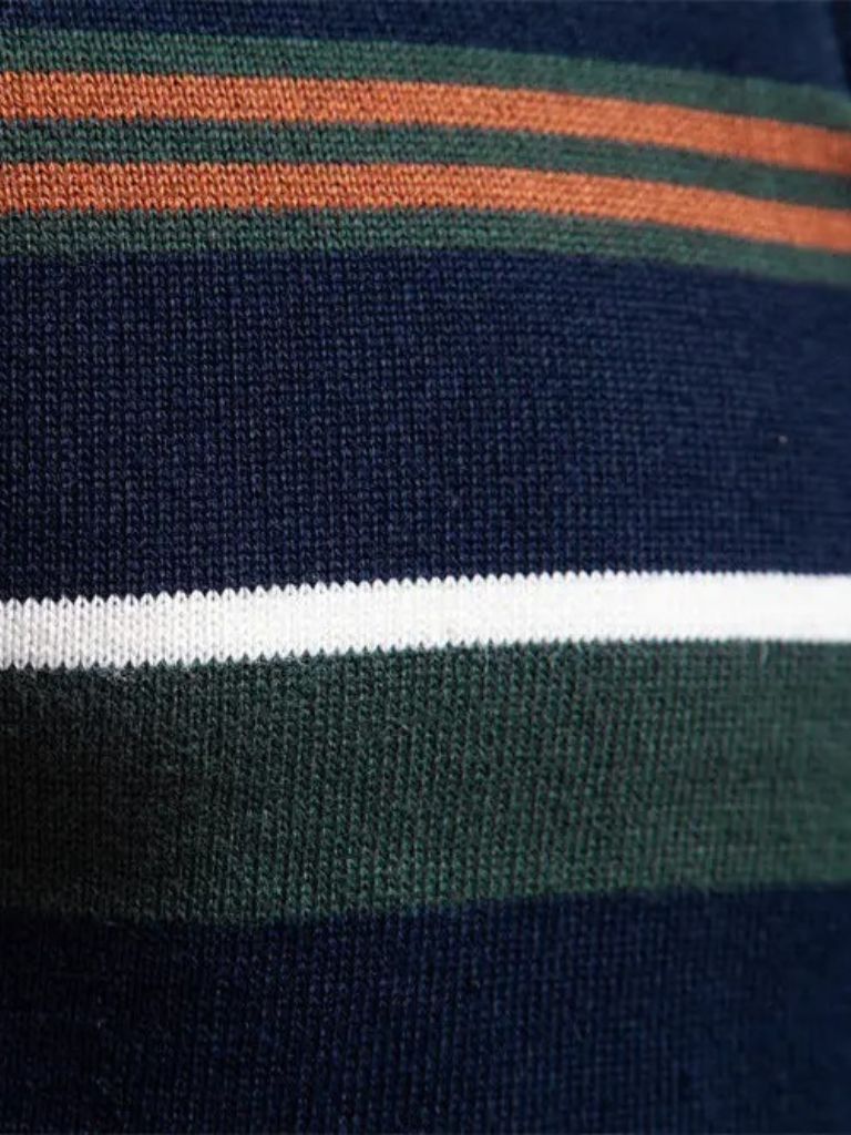 Knit Striped Quarter-Zip Jumper Sweater - Nordwr