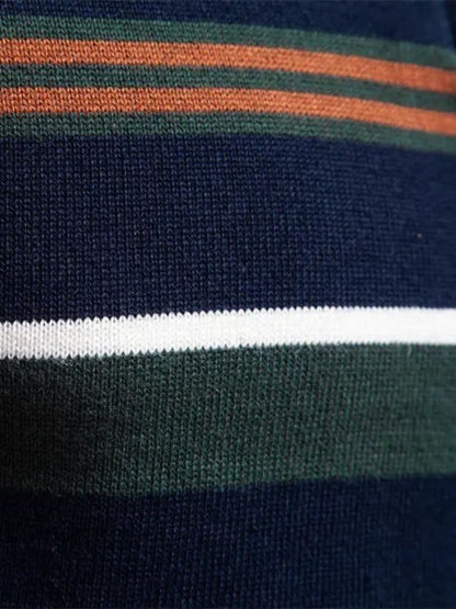 Knit Striped Quarter-Zip Jumper Sweater - Nordwr