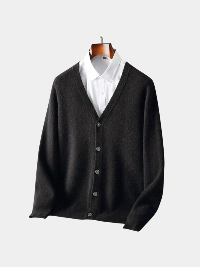100% Merino Wool V Neck Knitwear Cardigan Sweater - Nordwr