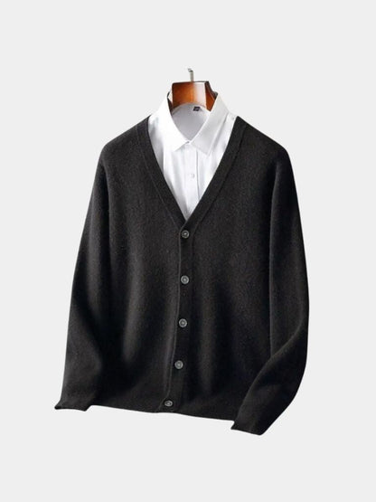100% Merino Wool V Neck Knitwear Cardigan Sweater - Nordwr