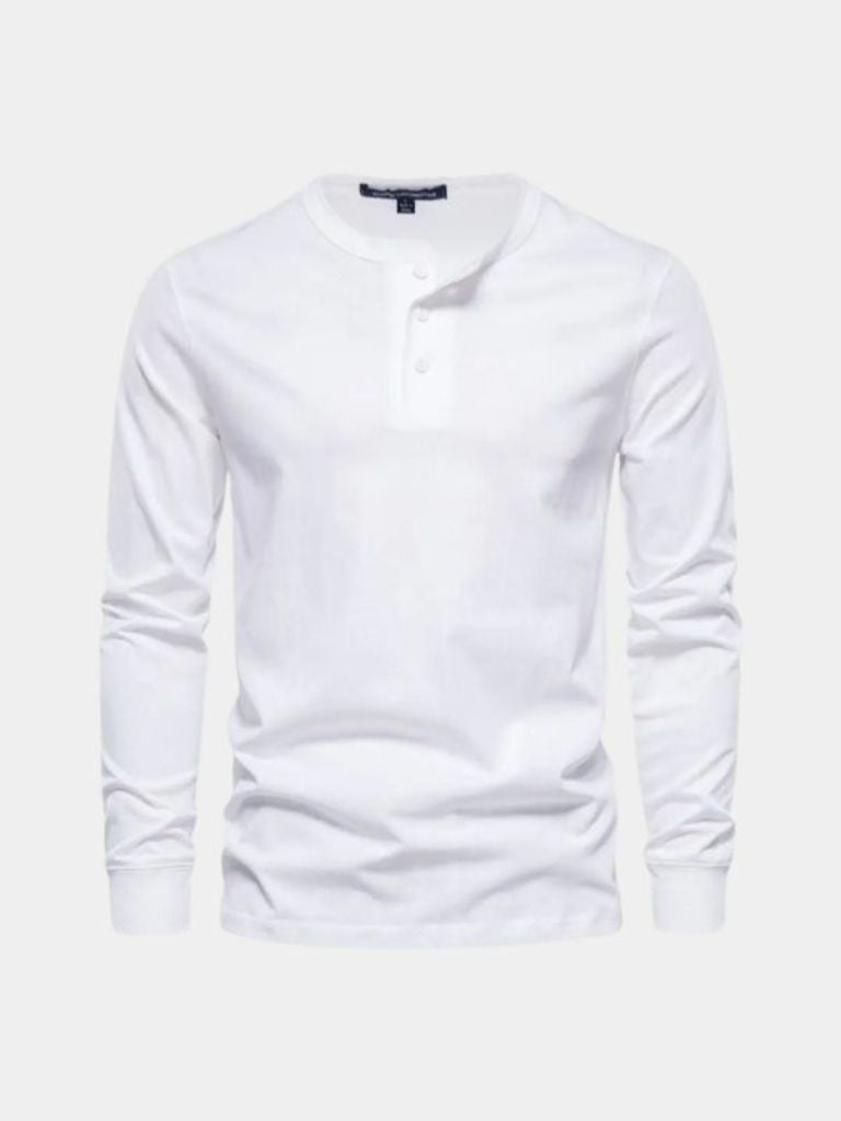Minimalist Henry Neck Long Sleeve T-Shirt - Nordwr