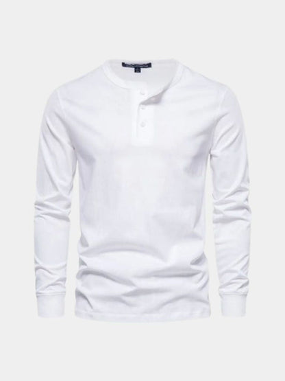 Minimalist Henry Neck Long Sleeve T-Shirt - Nordwr